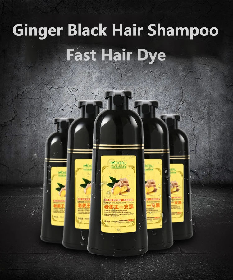 Natural Ginger Herbal Hair Dye Shampoo 500ml for Gray Hair Coverage - 7