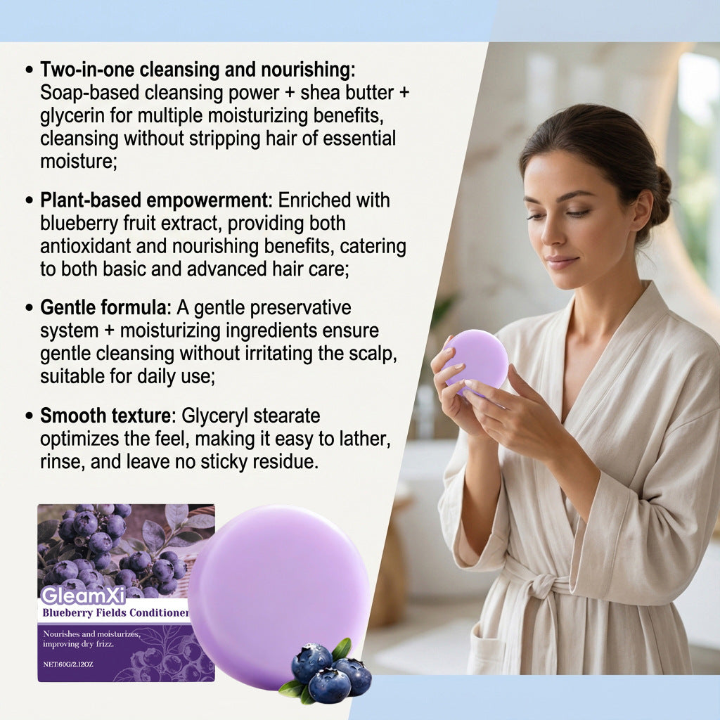Blueberry Fields Solid Hair Conditioner Bar for Frizz Repair 60g