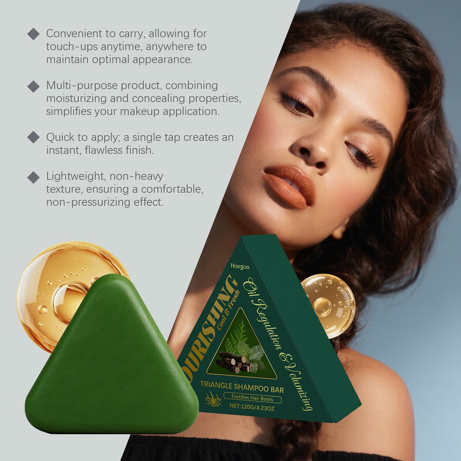 Natural Herbal Solid Triangle Shampoo Bar for Oil Control and Hair Care - 15
