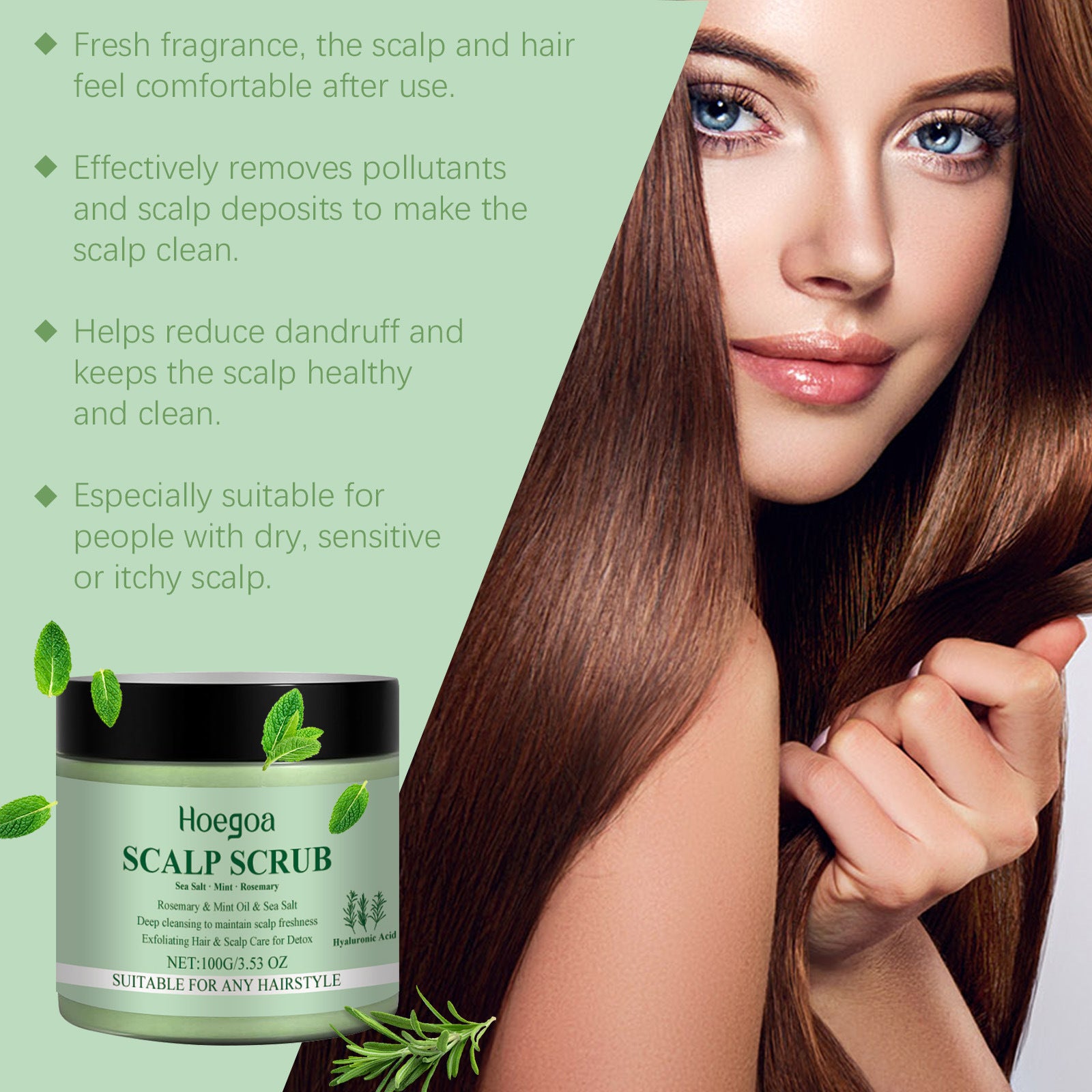 Mint Scalp Exfoliating Scrub and Massage Brush for Deep Cleansing - 15