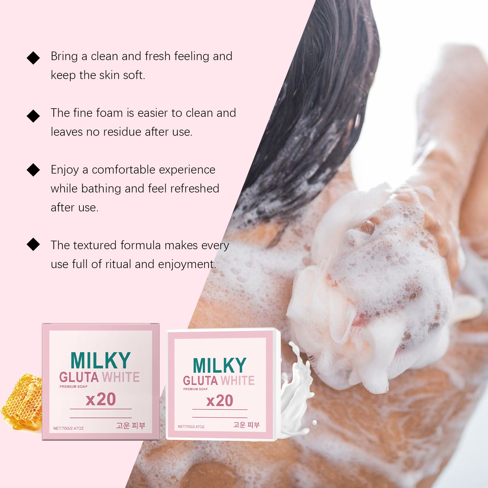 Milky Gluta White Exfoliating and Moisturizing Cleansing Soap 70g