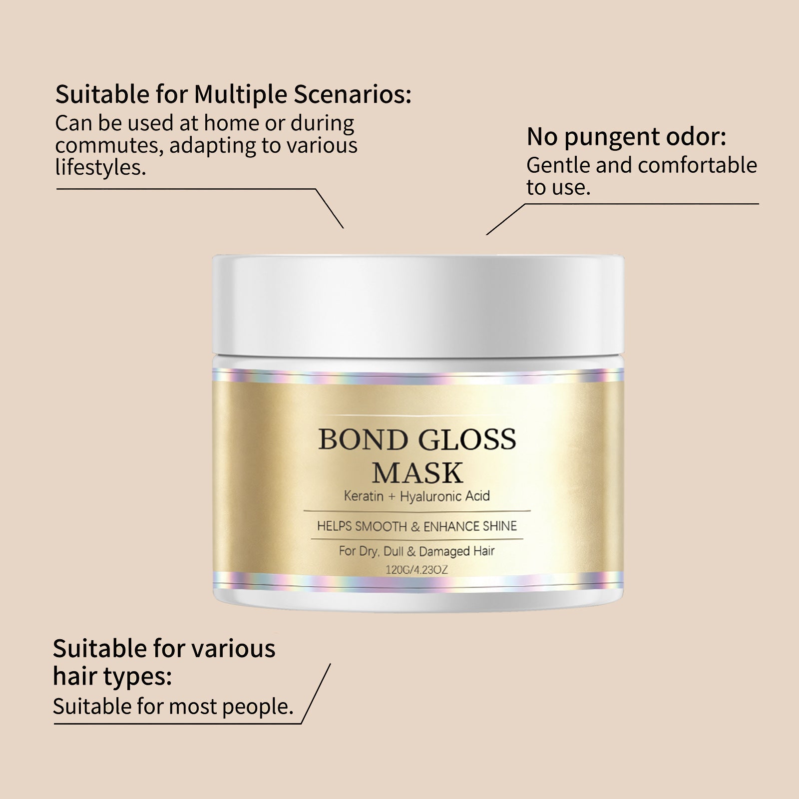 Bond Gloss Hair Mask with Keratin and Hyaluronic Acid 120g - 14