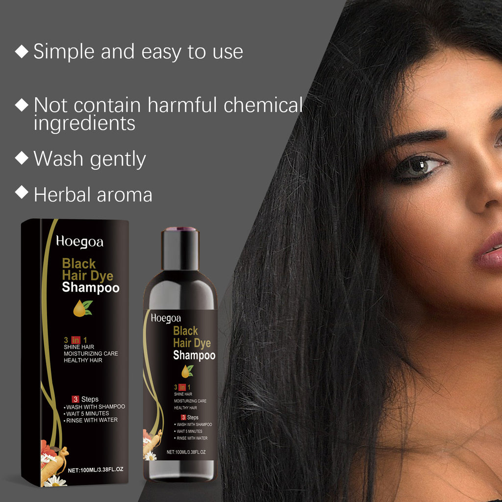 Natural Herbal Black Hair Dye Shampoo for Grey Coverage 100ml
