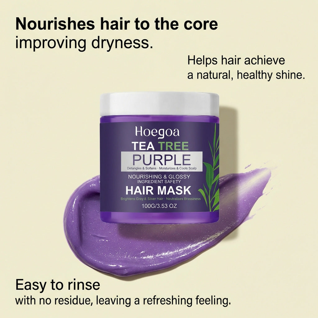 Tea Tree Purple Hair Mask for Neutralizing Brassiness and Hair Repair