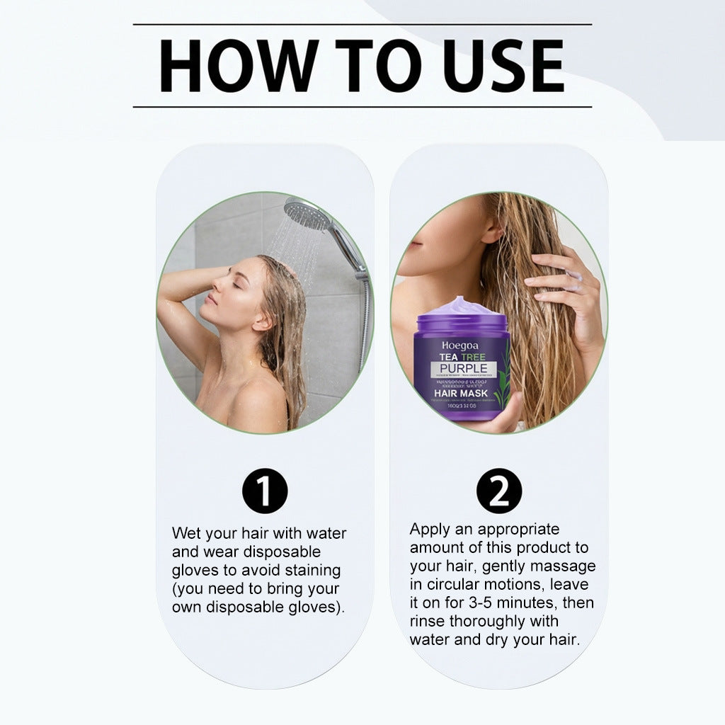 Tea Tree Purple Hair Mask for Neutralizing Brassiness and Hair Repair