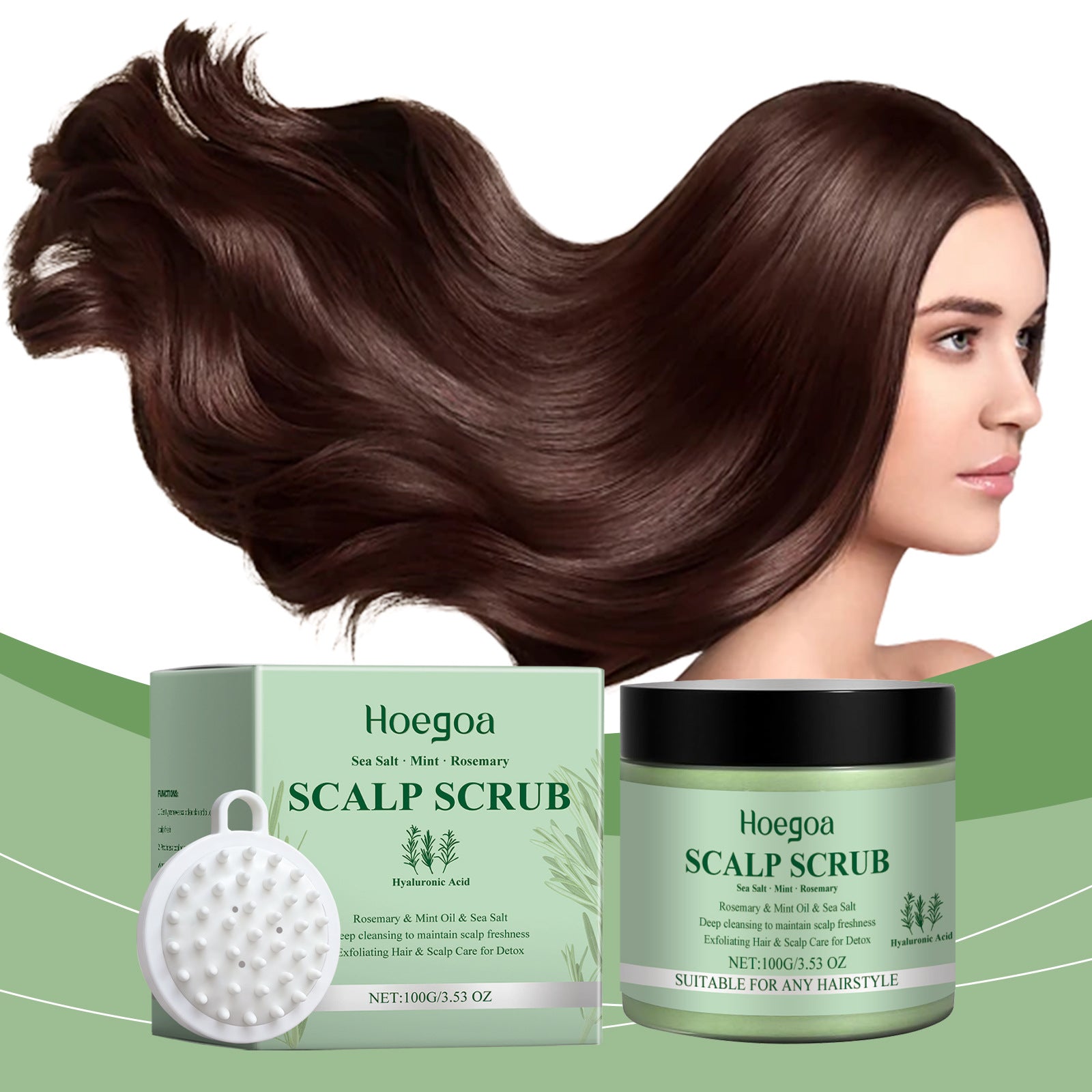 Mint Scalp Exfoliating Scrub and Massage Brush for Deep Cleansing - 8