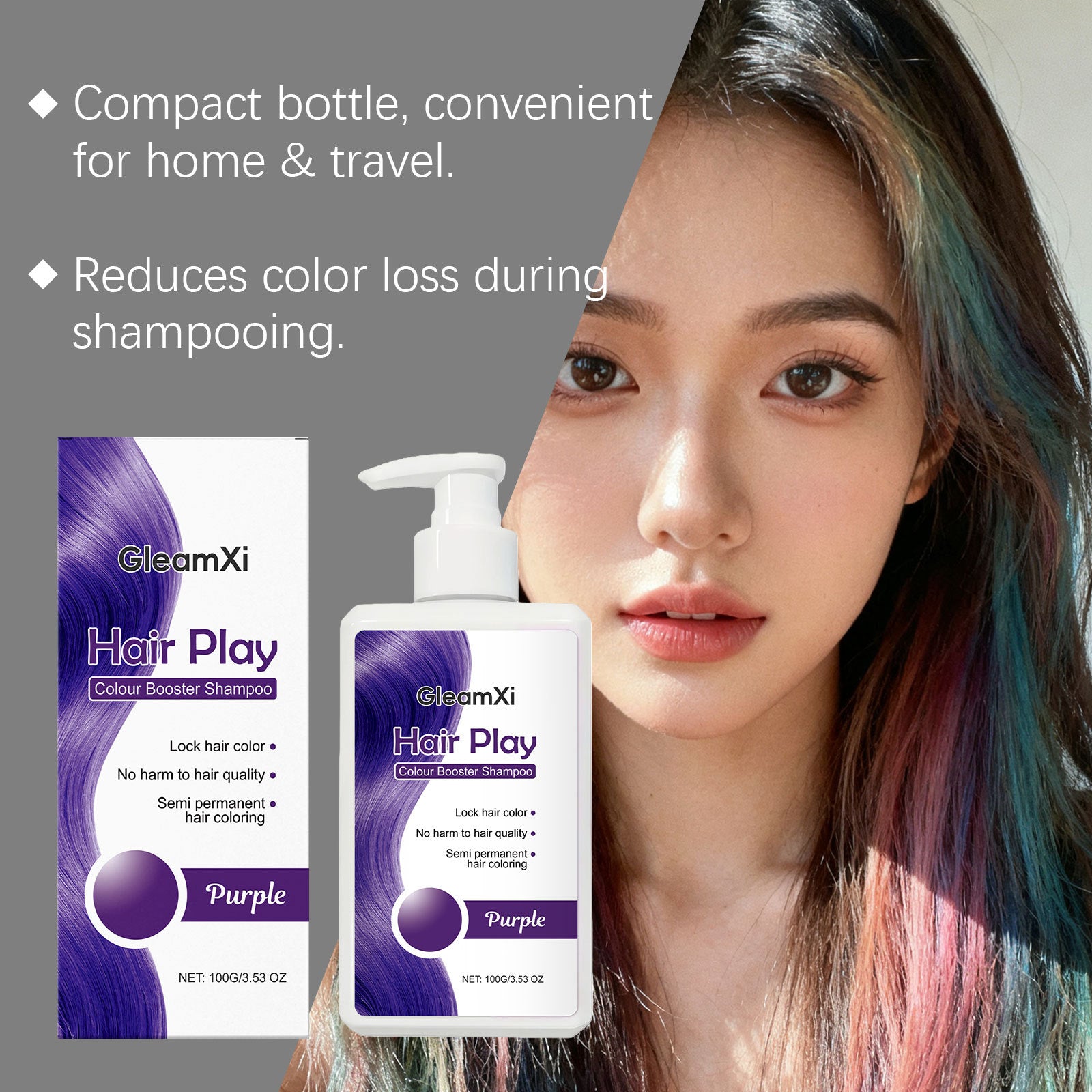 Purple Color Booster Shampoo Semi Permanent Hair Dye and Toning Wash