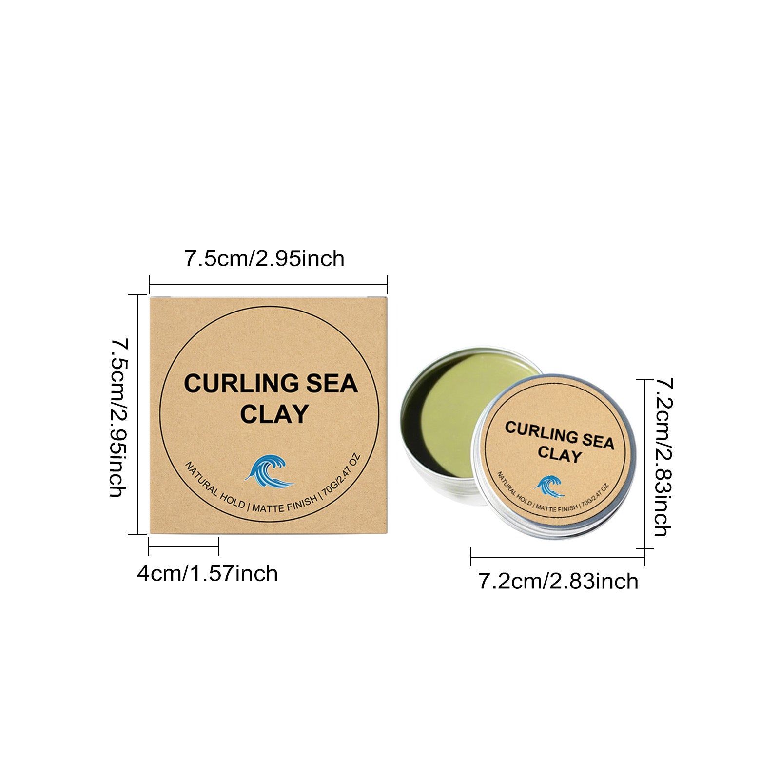 Curling Sea Clay Hair Styling Pomade 70g Matte Finish Natural Hold - 7