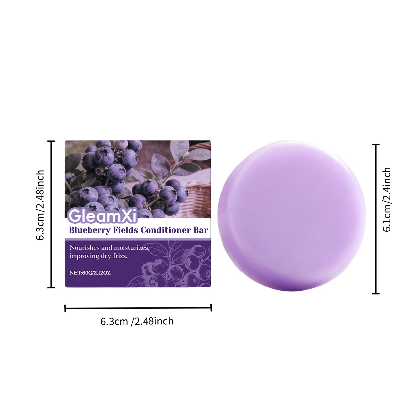 Blueberry Fields Solid Hair Conditioner Bar for Frizz Repair 60g