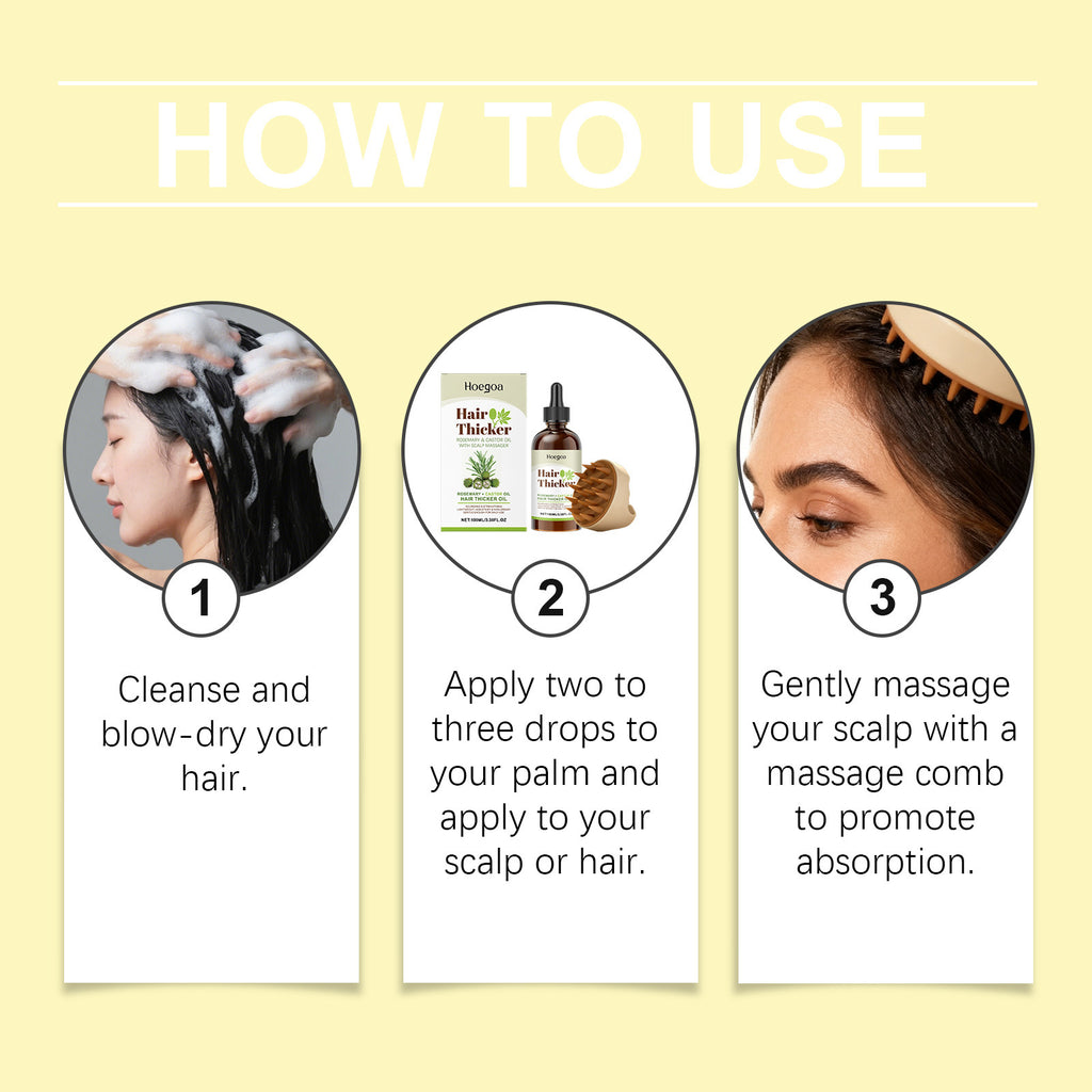 Rosemary Castor Hair Thickening Oil Set with Silicone Scalp Massager