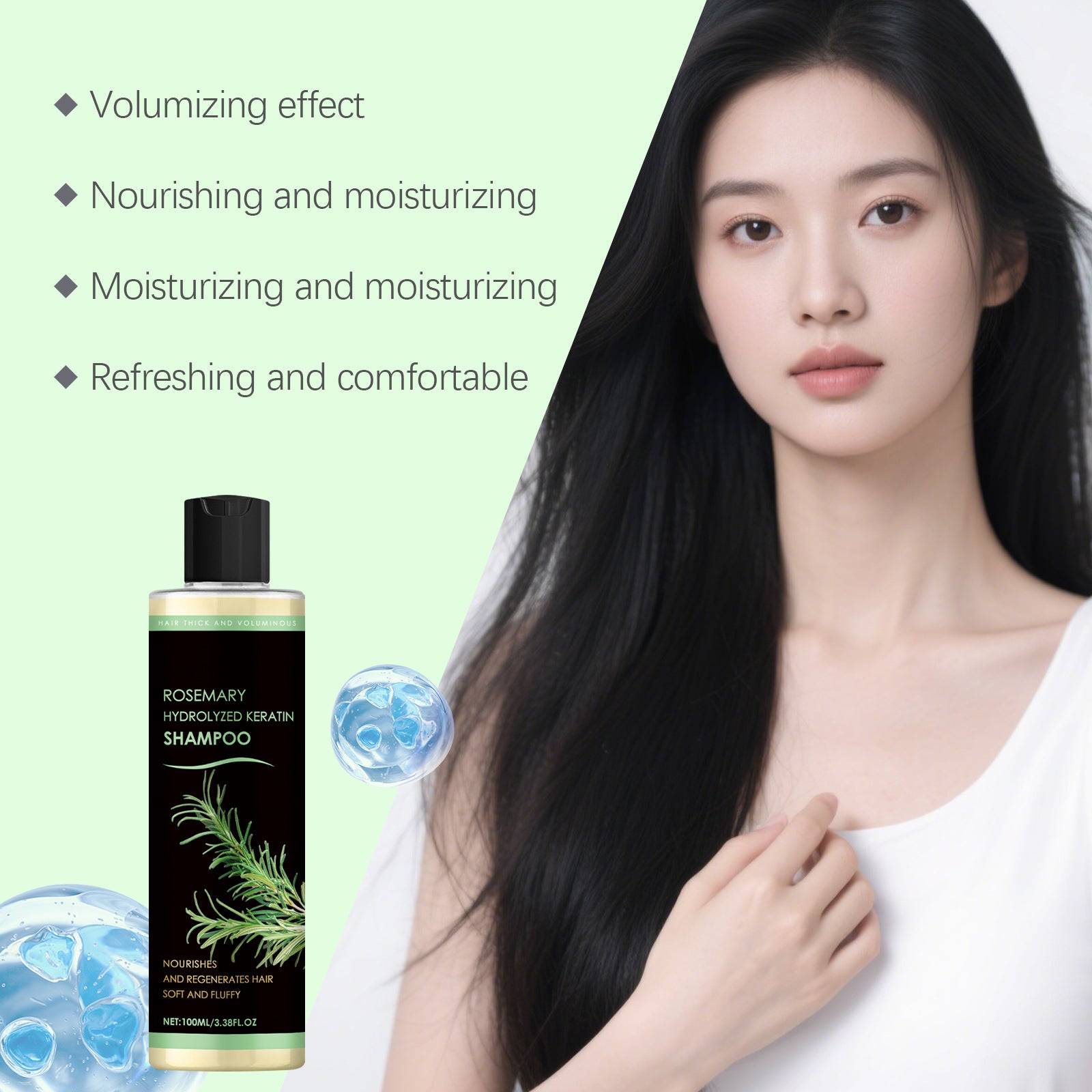 Rosemary Hydrolyzed Keratin Shampoo 100ml Scalp Soothing Volumizing