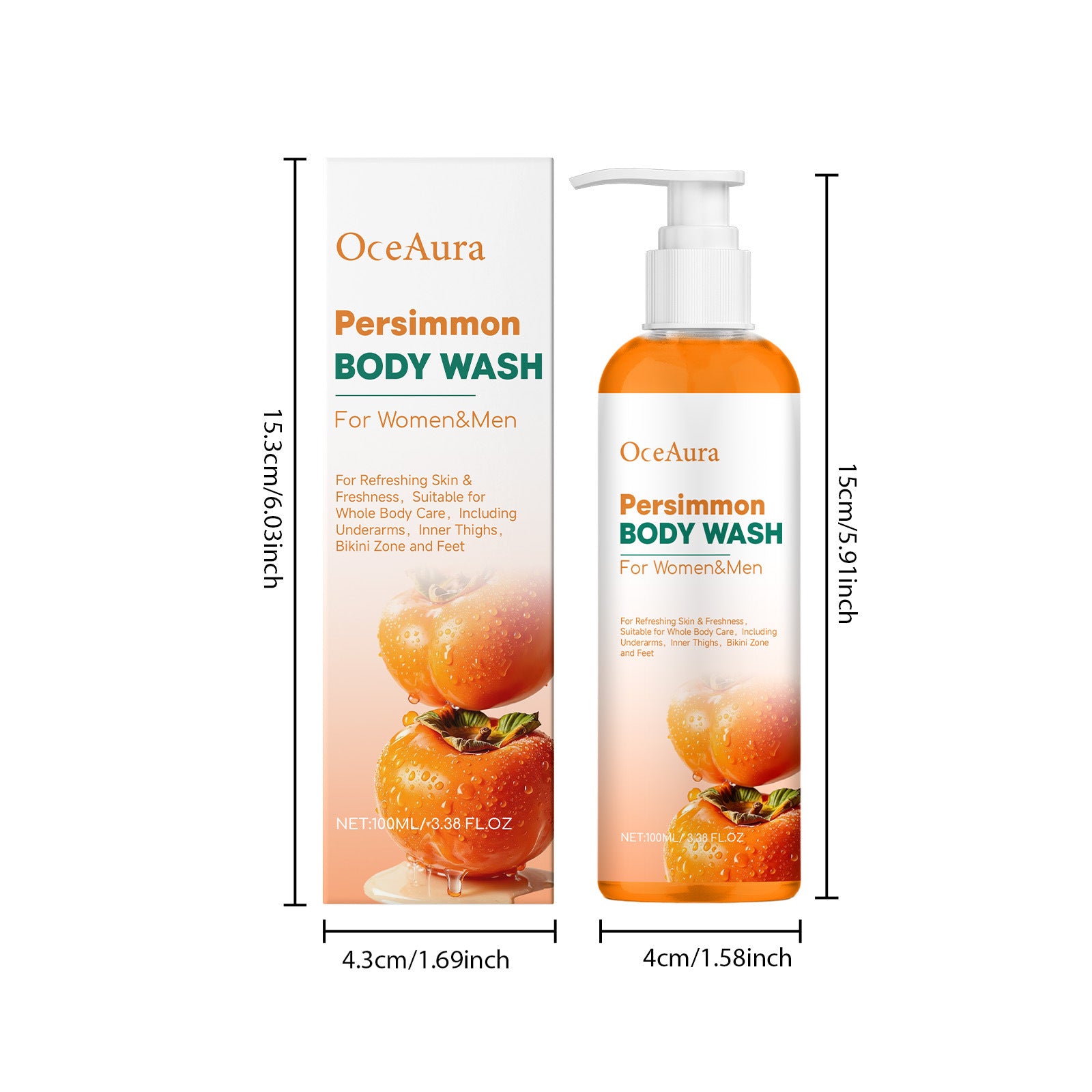 Persimmon Body Wash Deodorant Shower Gel for Men and Women 100ml - 7
