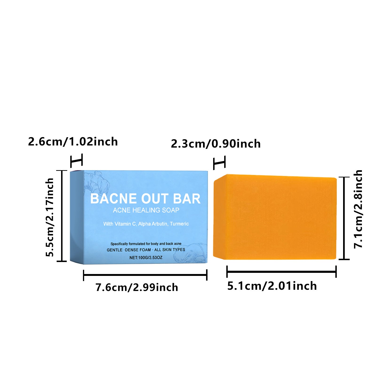 Turmeric Bar Soap for Back and Body Acne Treatment and Skin Brightening