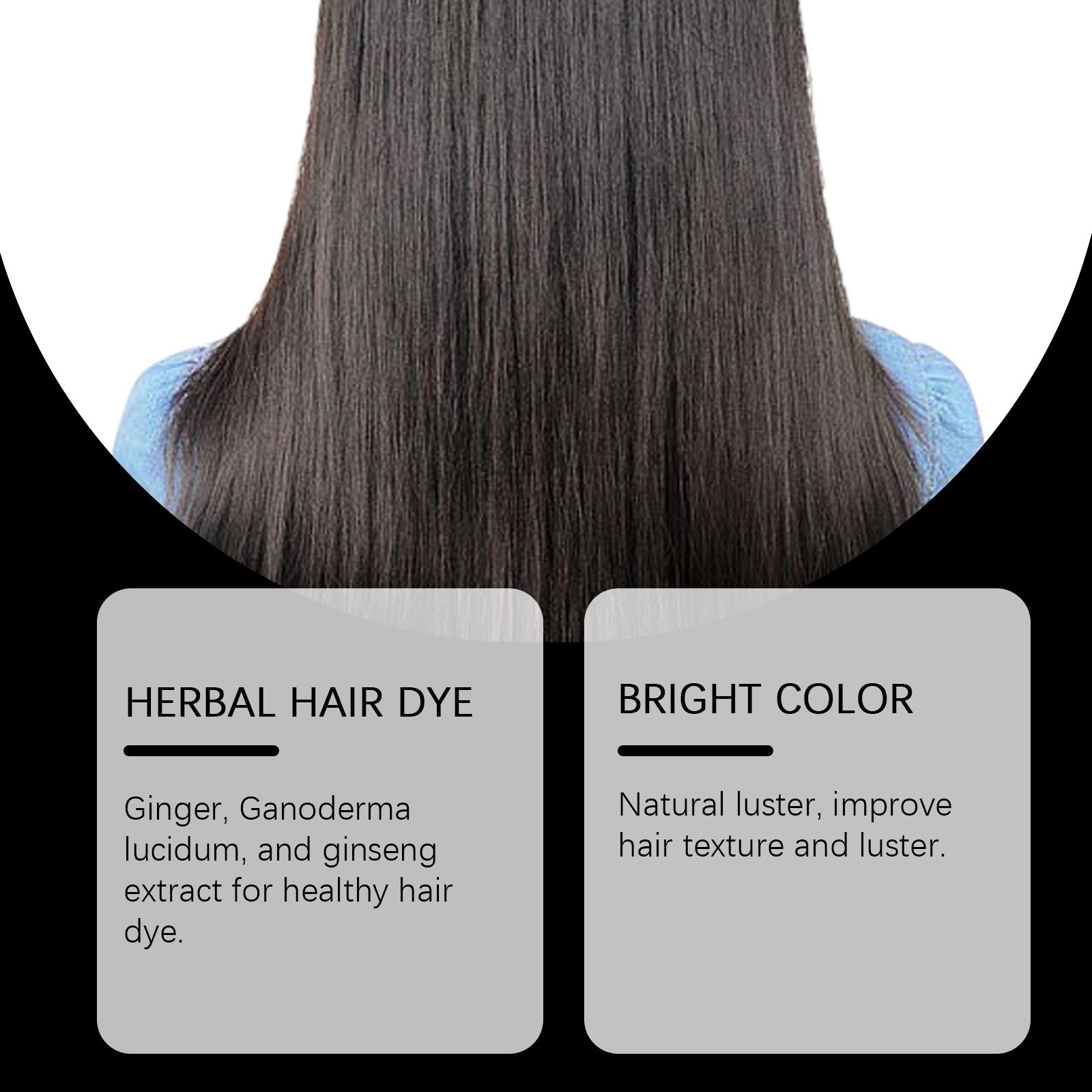 Natural Herbal Black Hair Dye Shampoo for Grey Coverage 100ml - 9