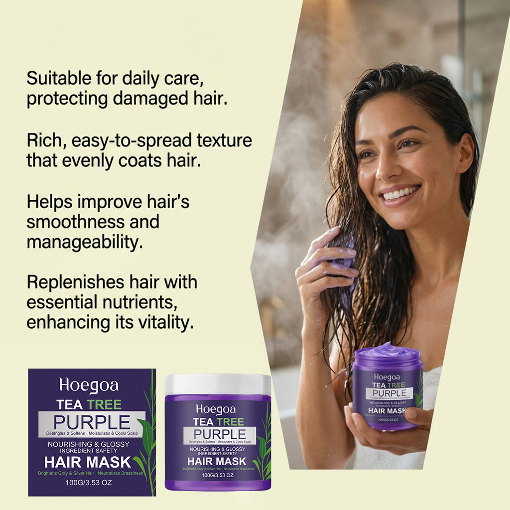 Tea Tree Purple Hair Mask for Neutralizing Brassiness and Hair Repair
