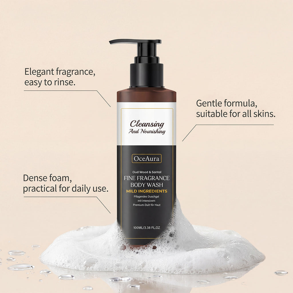 Oud Wood and Santal Fragrance Body Wash Cleansing and Nourishing Gel