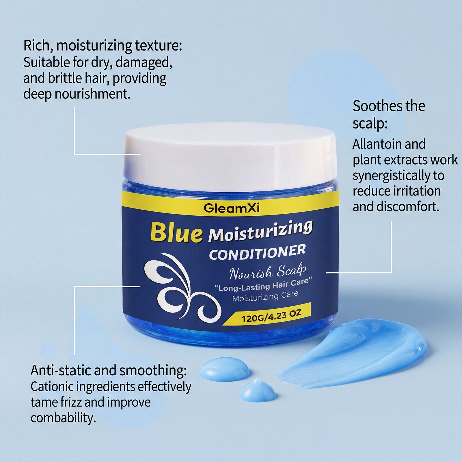 Deep Moisturizing Blue Hair Conditioner Treatment Mask 120g - 14