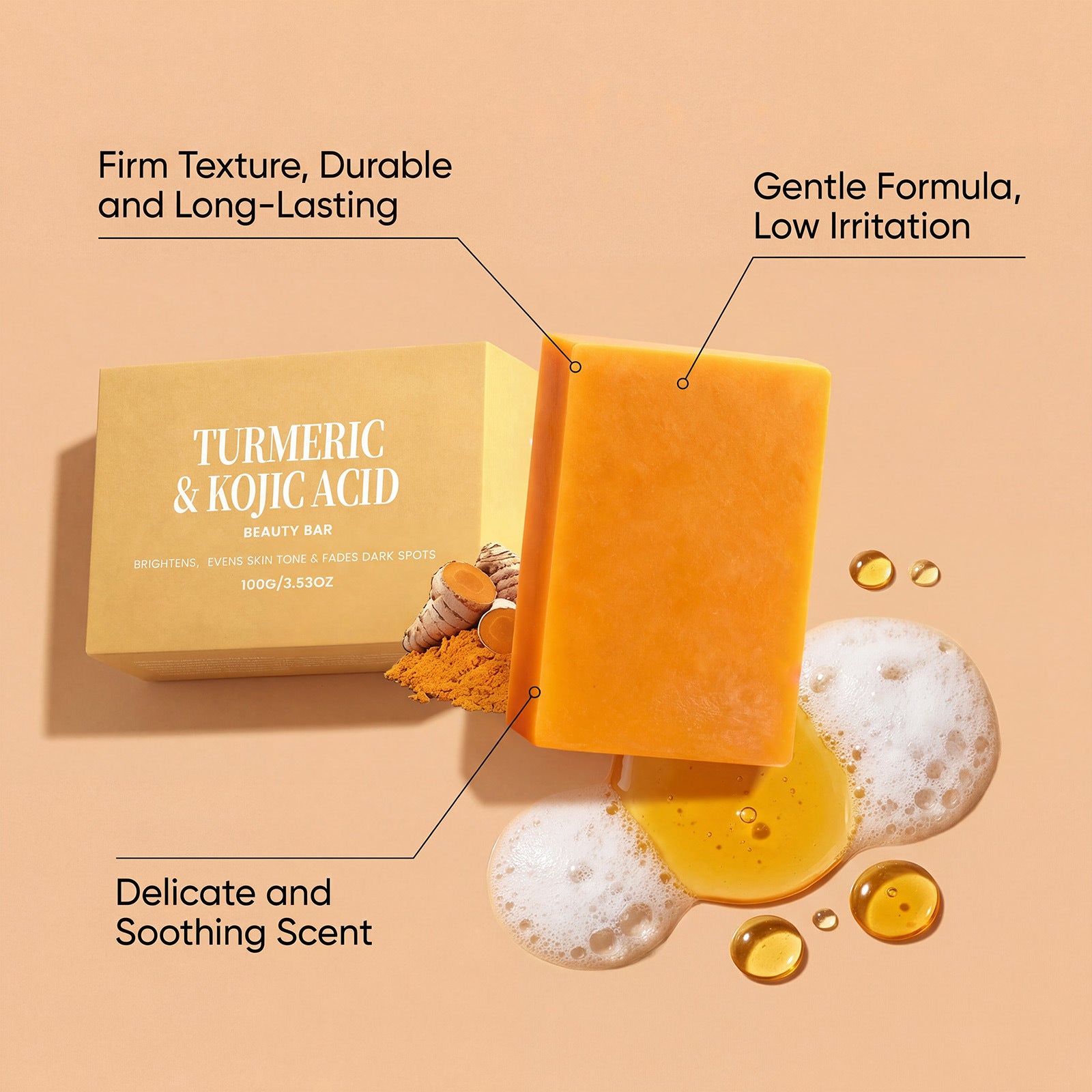 Turmeric and Kojic Acid Cleansing Beauty Bar for Face and Body