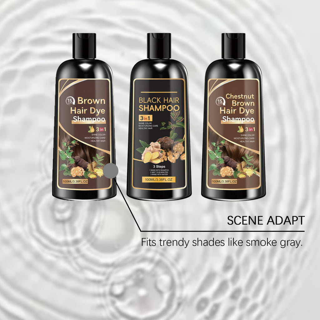 3 in 1 Herbal Ginger Hair Dye Shampoo for Gray and White Hair Coverage
