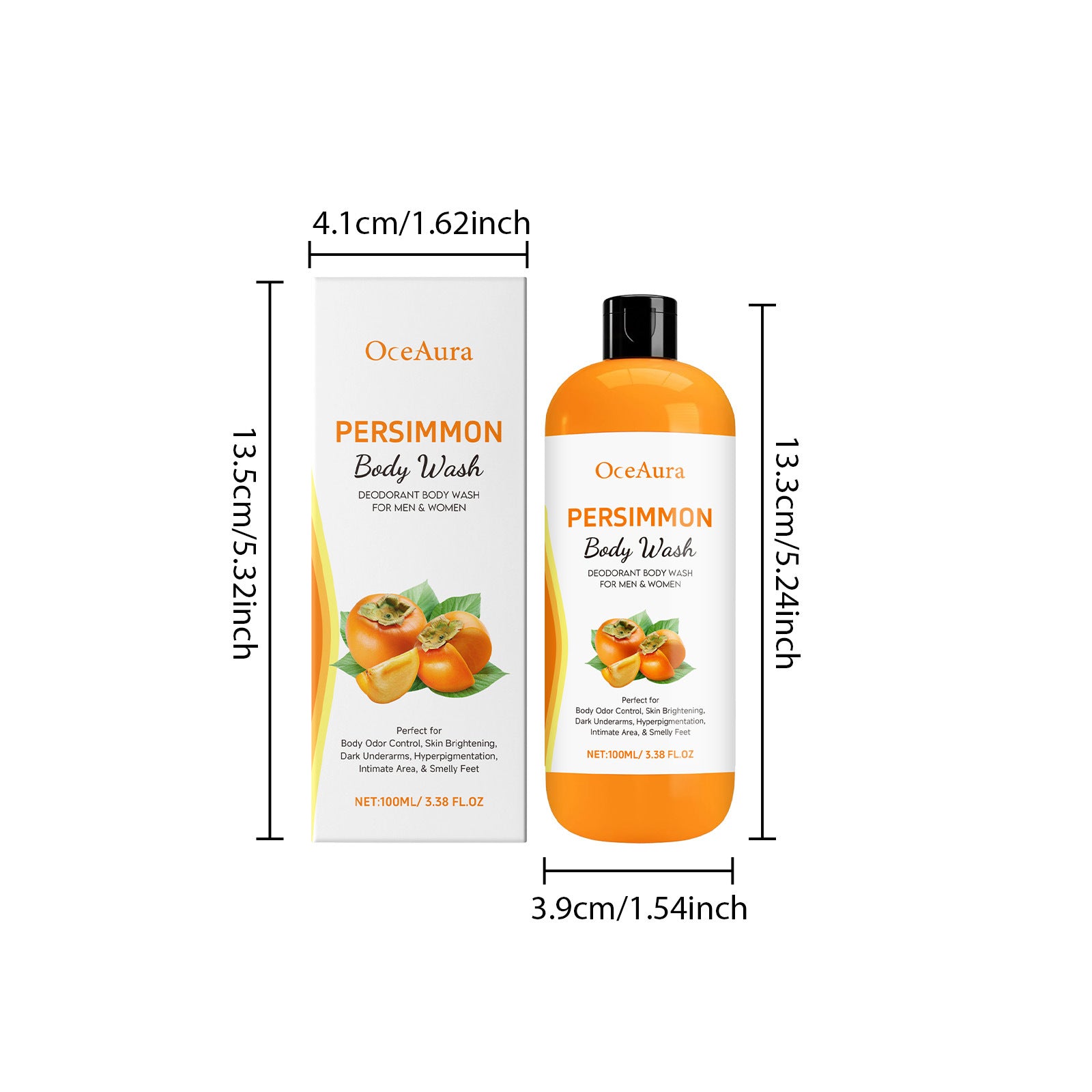 Persimmon Extract Body Wash Odor Control and Skin Brightening Shower Gel - 7