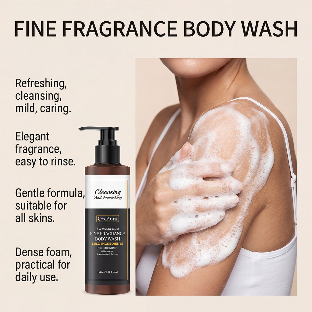 Oud Wood and Santal Fragrance Body Wash Cleansing and Nourishing Gel