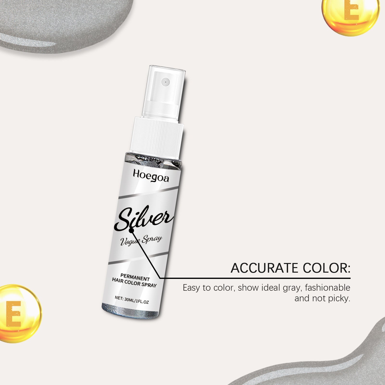 30ml Temporary Silver Hair Color Spray Washable Tint - 14