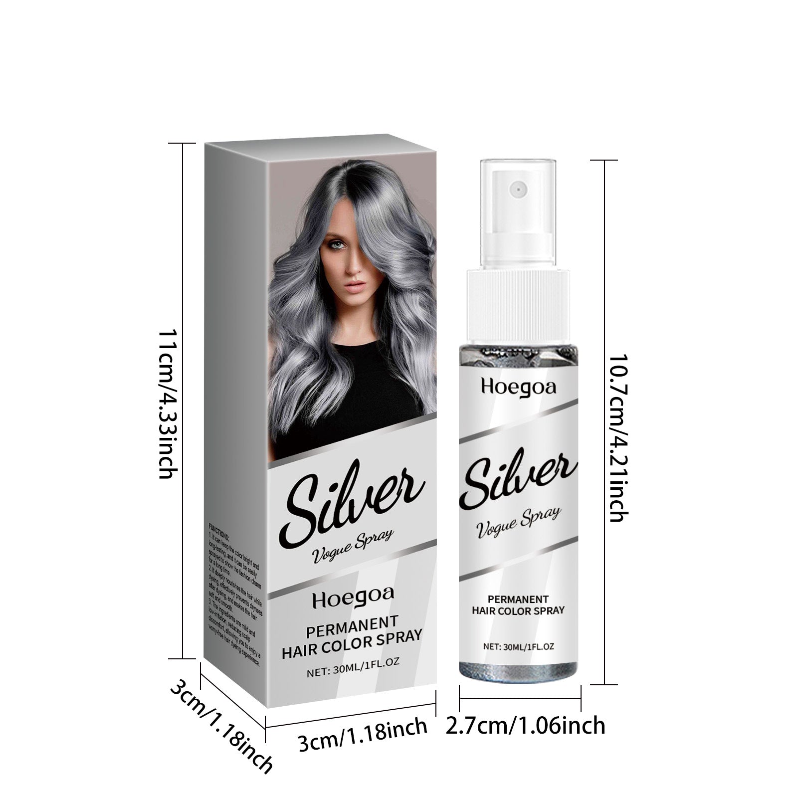 30ml Temporary Silver Hair Color Spray Washable Tint