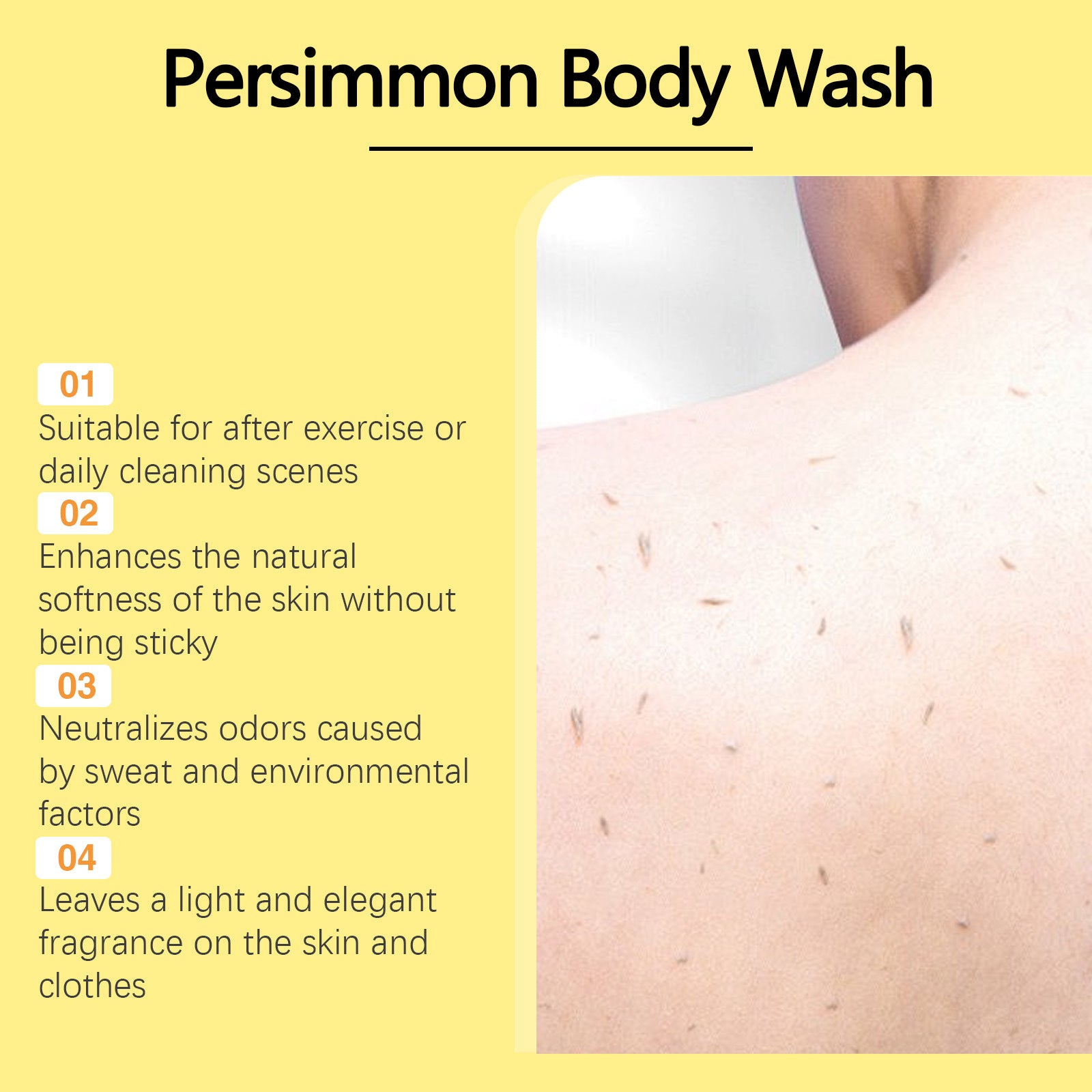 Persimmon Extract Body Wash Odor Control and Skin Brightening Shower Gel - 12