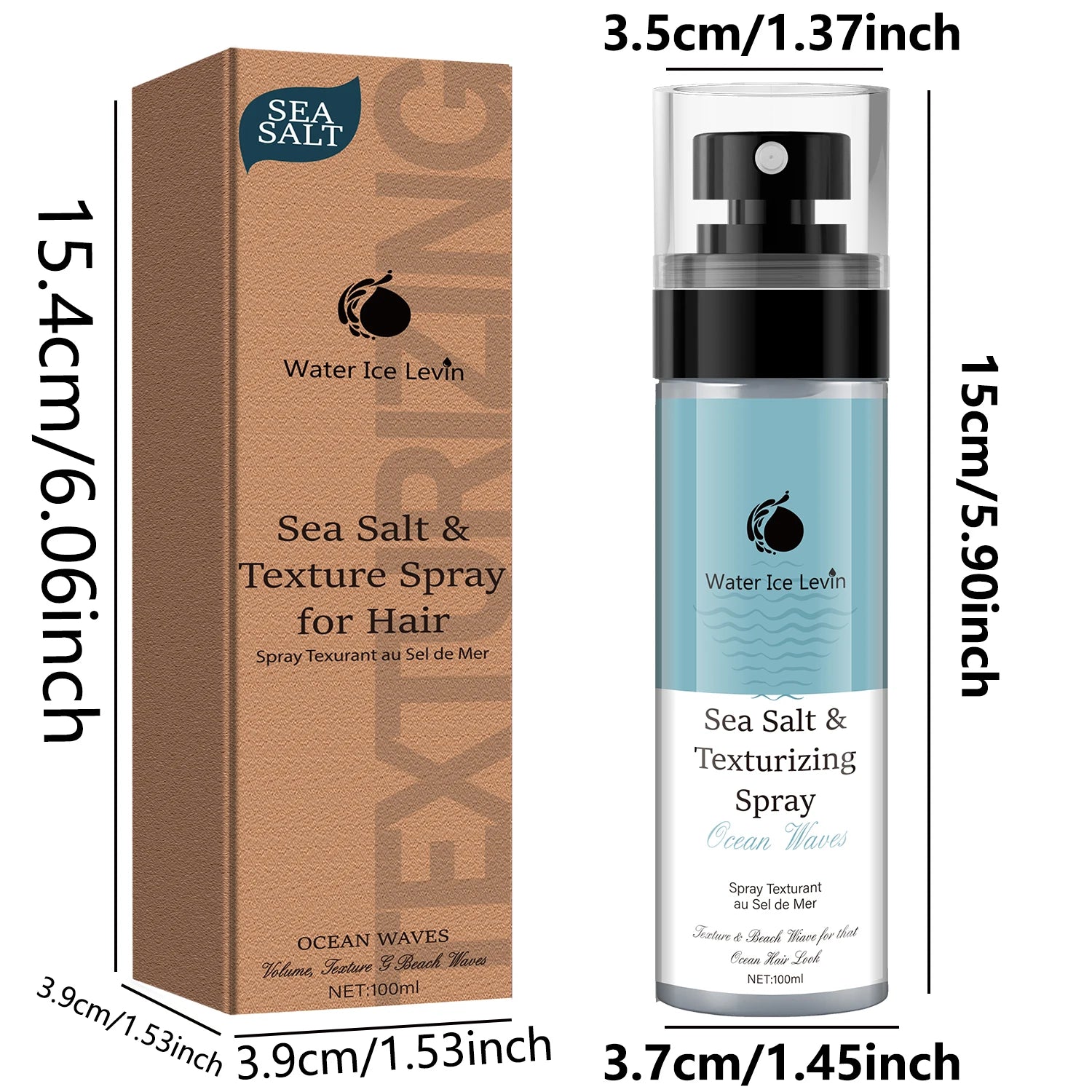 Sea Salt Hair Styling Spray with Aloe Vera and Hyaluronic Acid 100g