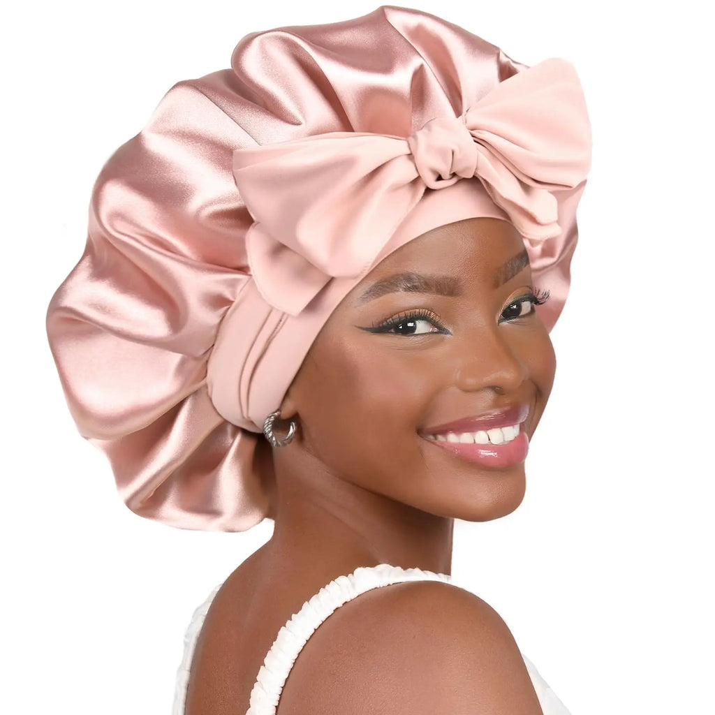 Satin Sleep Bonnet with Adjustable Long Tie for Hair Protection
