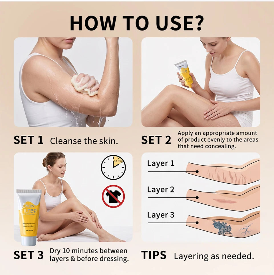 Waterproof Full Coverage Body Concealer for Scars and Tattoos