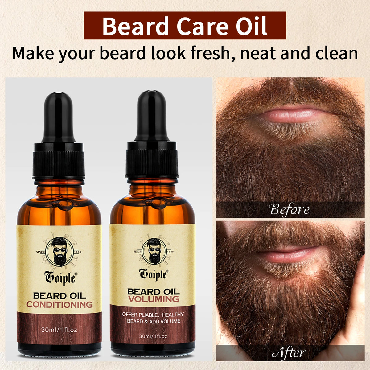 Goiple Beard Volumizing and Conditioning Oil Set for Men 2pcs