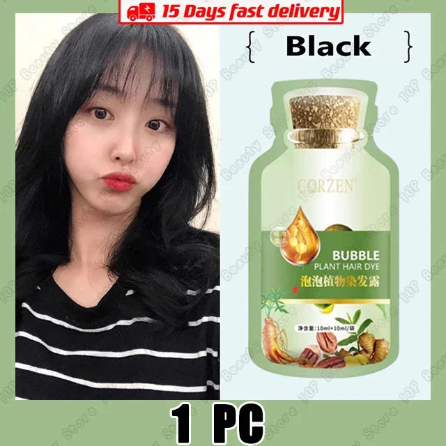 Natural Plant Herbal Extract Hair Dye Shampoo for Gray Hair Coverage