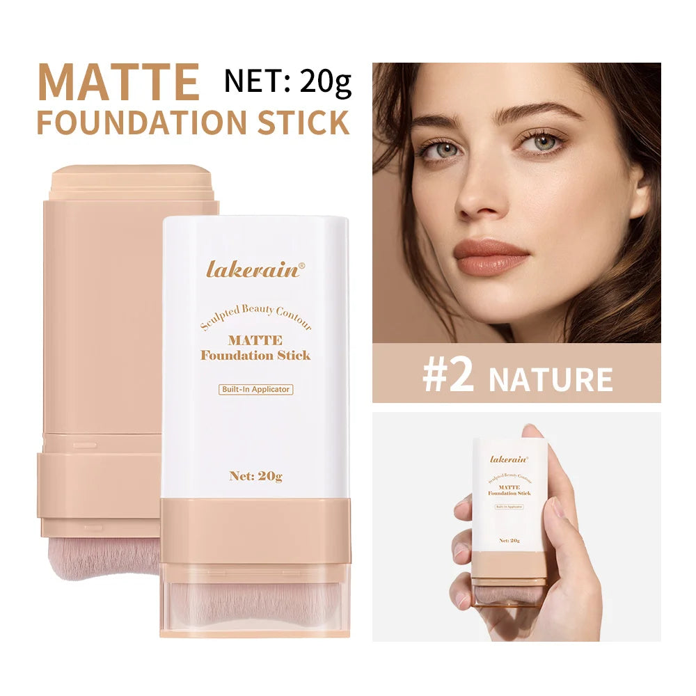 Matte Foundation Stick with Built-in Brush for Flawless Coverage