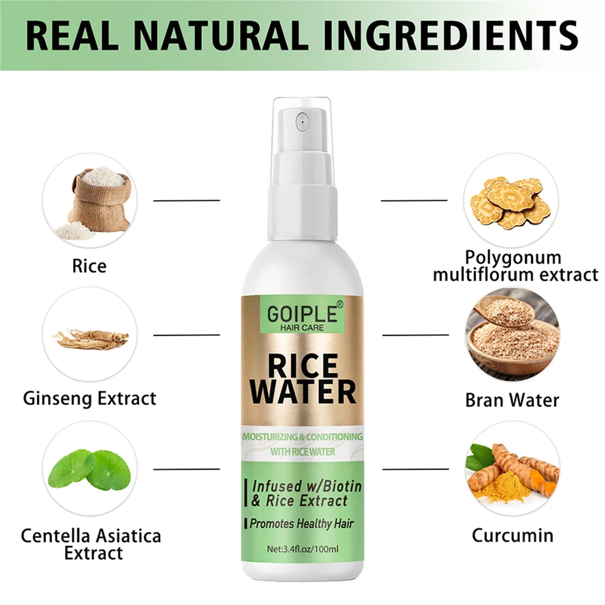 Goiple Rice Water Hair Growth Spray for Damaged and Frizzy Hair 100ml