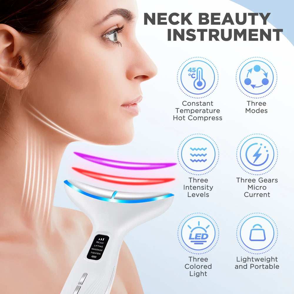LED Facial and Neck Skin Tightening Massage Device