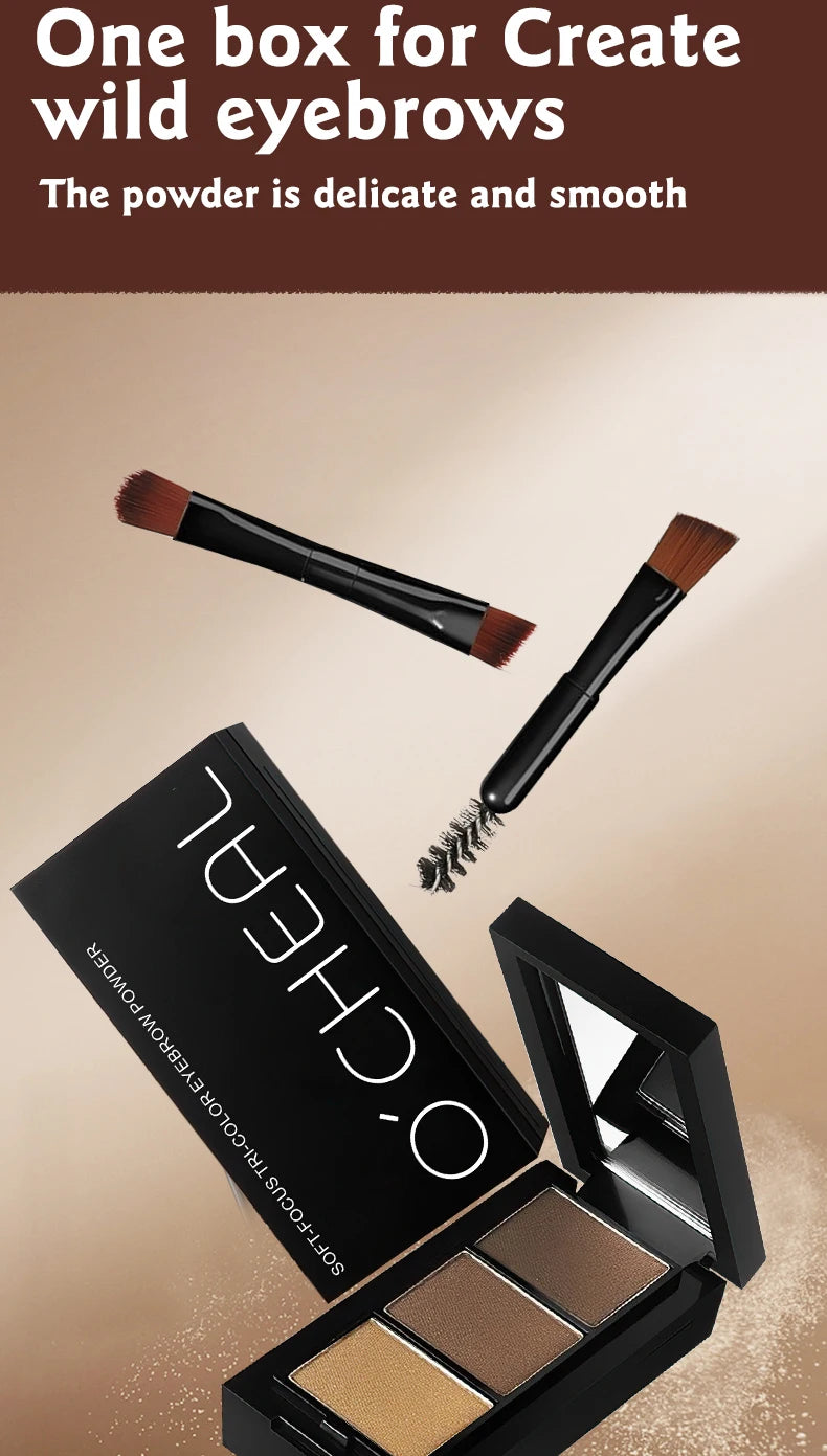 O'CHEAL Three Color Eyebrow Powder Waterproof Makeup Palette