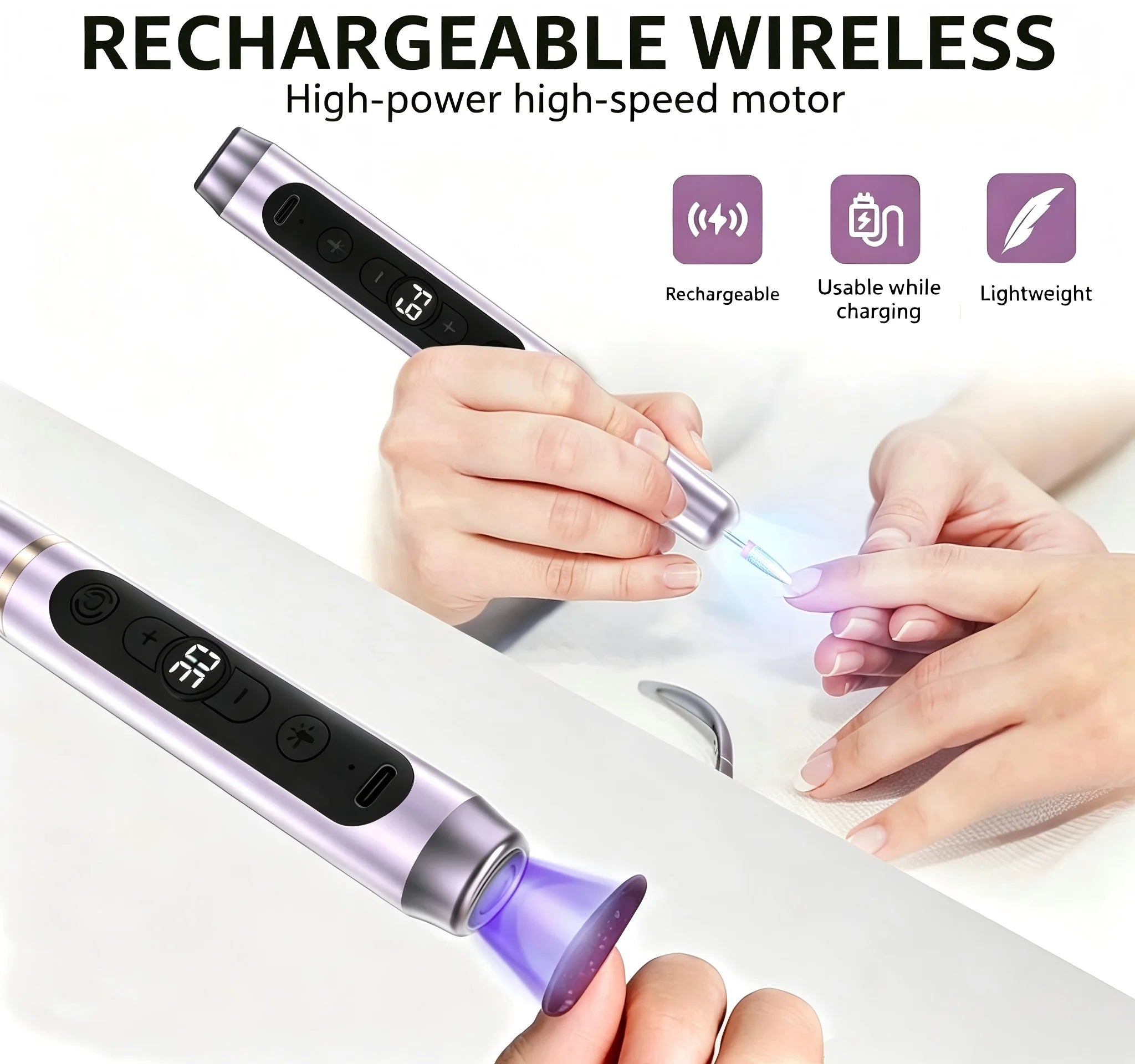 Portable Cordless Electric Nail Drill and UV Gel Polish Dryer - 9