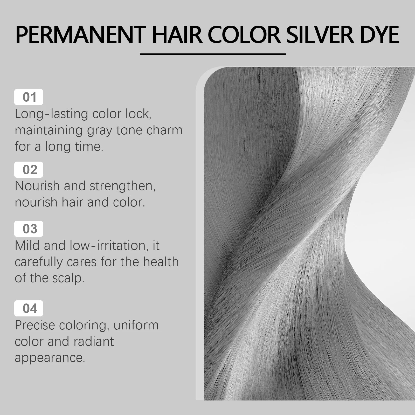 Permanent Silver Gray Hair Dye Cream for Vibrant Color Coverage - 11