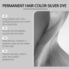 Permanent Silver Gray Hair Dye Cream for Vibrant Color Coverage