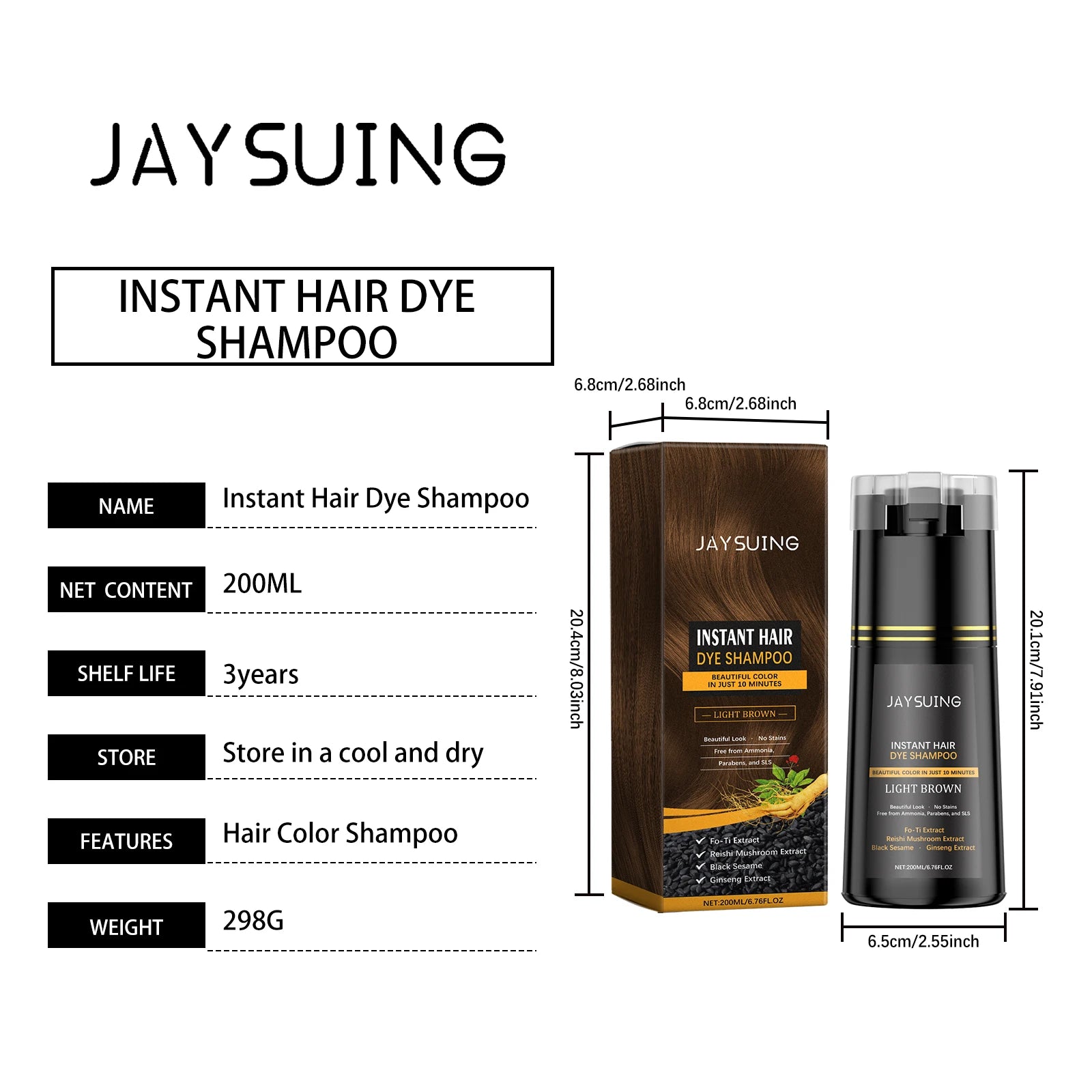 Polygonum Multiflorum 200ml Hair Dye Shampoo - 12