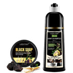 3 in 1 Black Hair Dye Shampoo and Soap for Gray Hair Coverage
