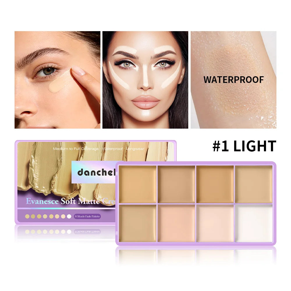 8-Shade Cream Concealer Palette and Contouring Kit