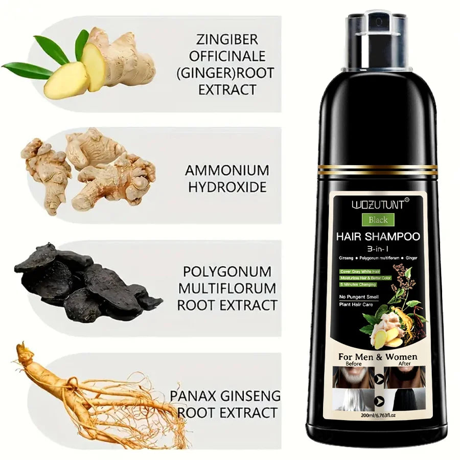 200ml 3 in 1 Herbal Hair Dye Shampoo for Men and Women