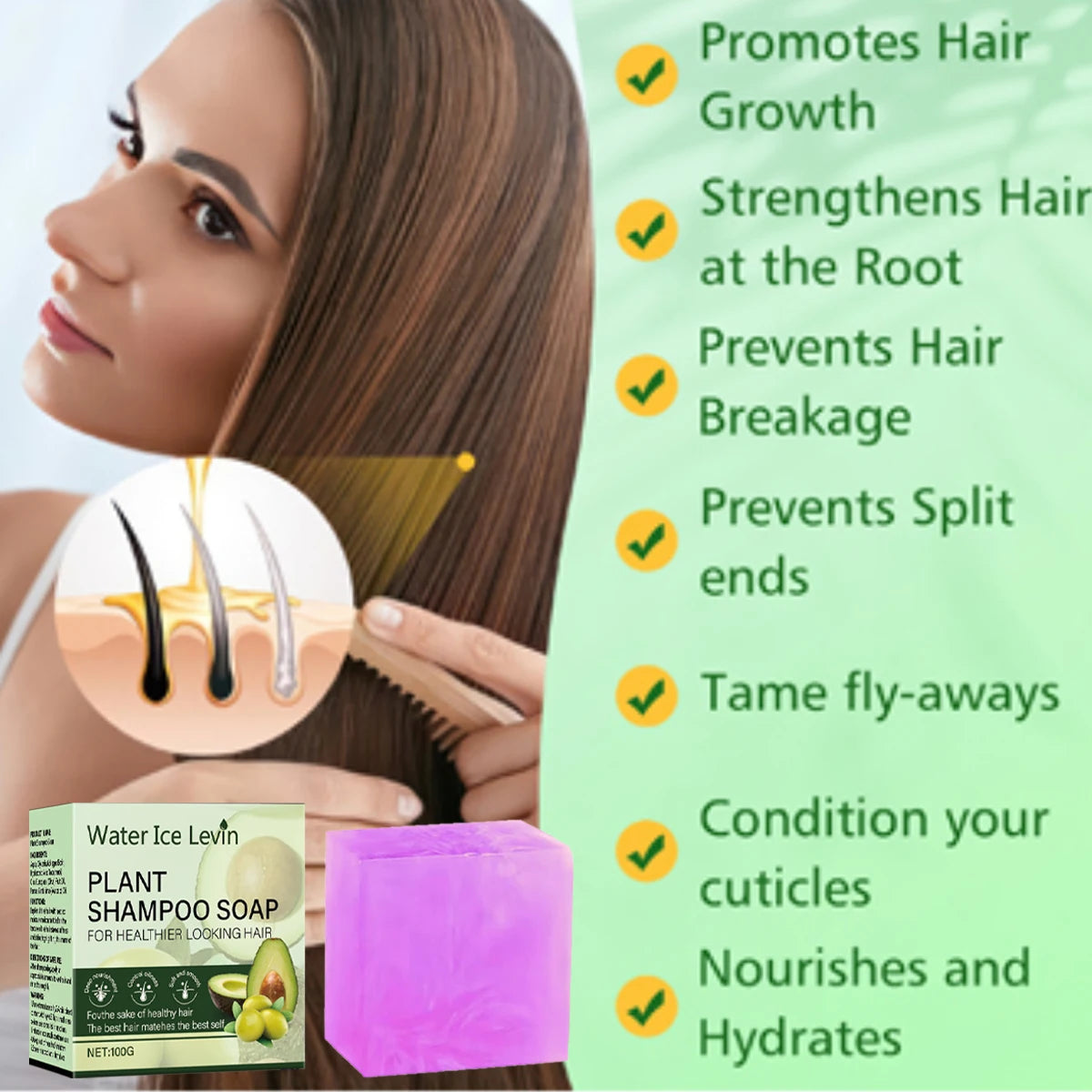 Plant Shampoo Soap Bar with Collagen and Olive Fruit Oil - 3