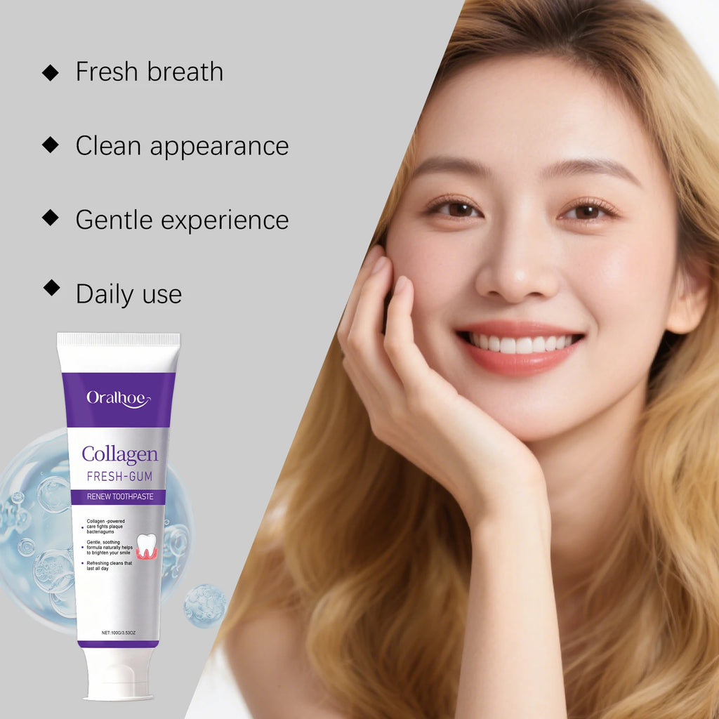 Collagen Whitening Toothpaste for Gum Care and Fresh Breath