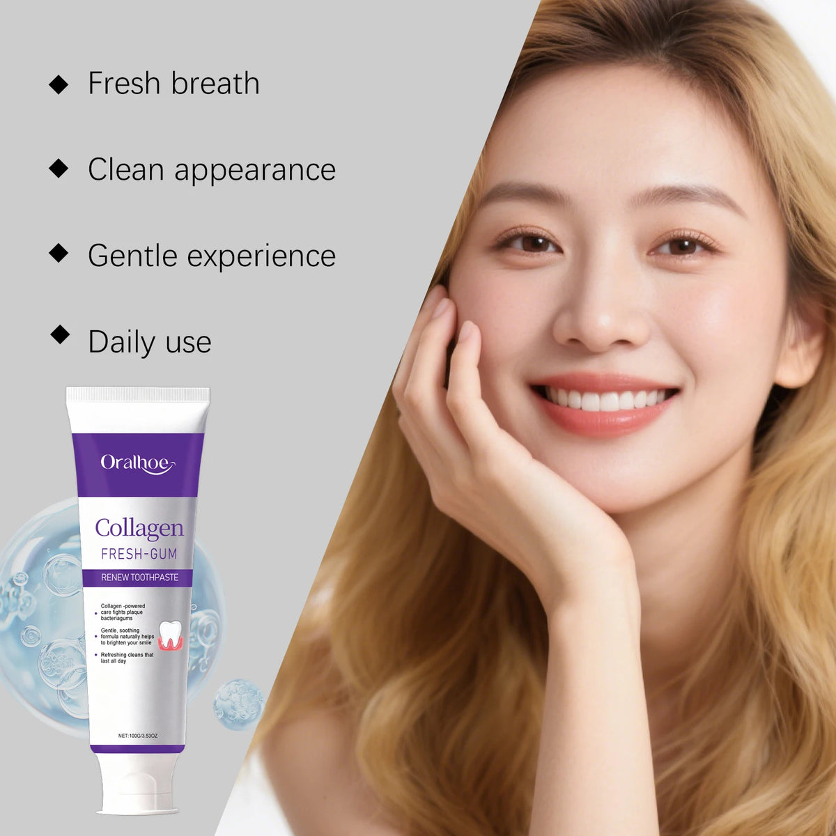 Collagen Whitening Toothpaste for Gum Care and Fresh Breath