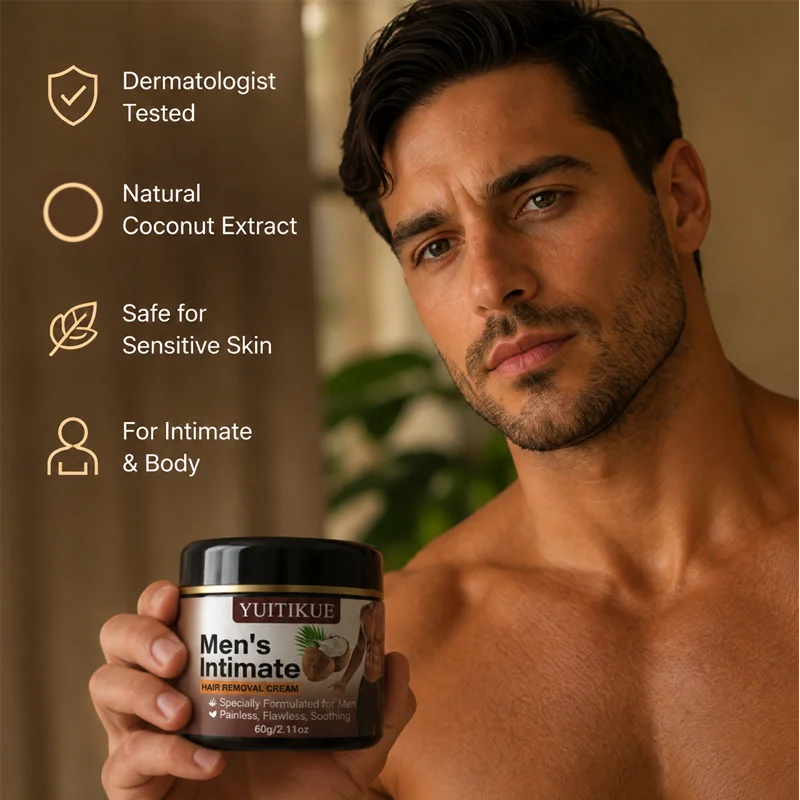 Mens Intimate Hair Removal Cream Painless Body Depilatory for Sensitive