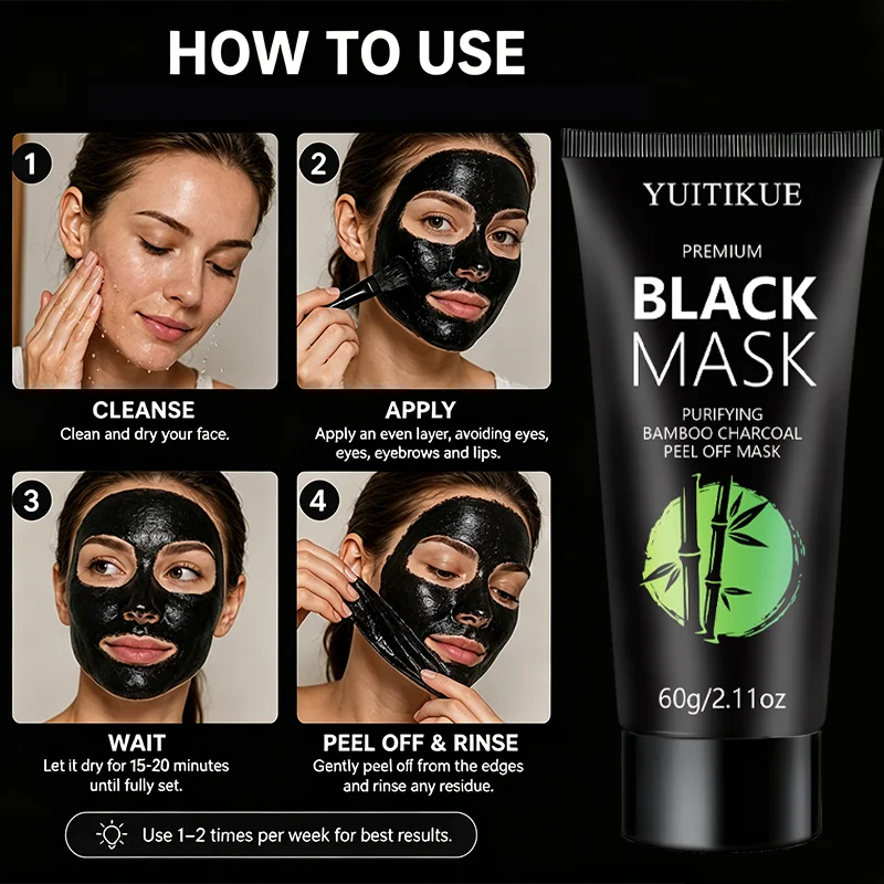 YUITIKUE Bamboo Charcoal Peel Off Mask Deep Pore Cleansing Blackhead Remover