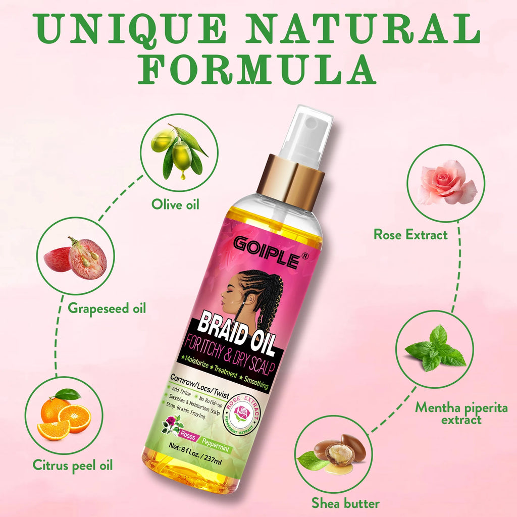 Rose Extract Braid Oil for Itchy Dry Scalp Cornrows Locs and Twists